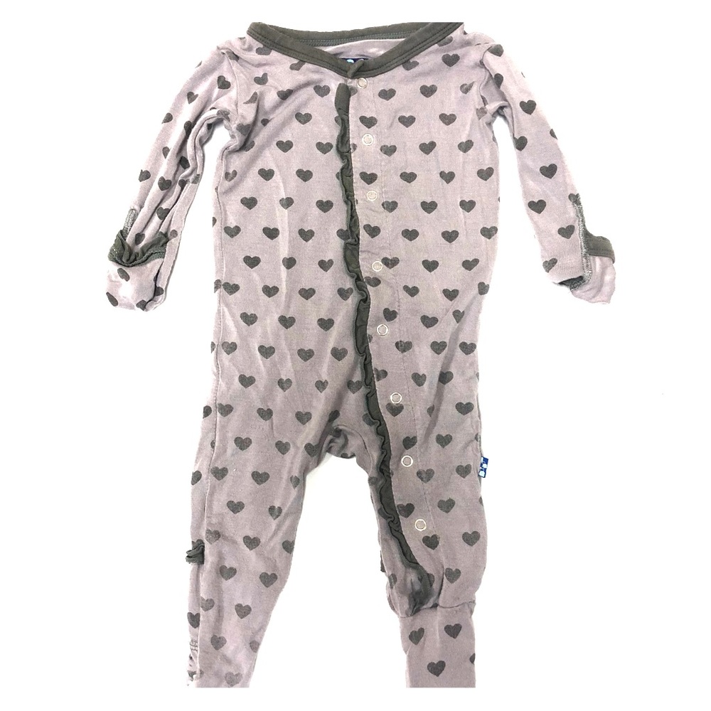 Kickee Pants Feather Hearts Ruffle Footie